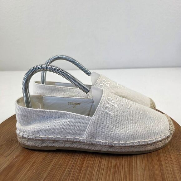 Prada Milano Embossed Logo Espadrilles Slip-On Flats Women’s Size EU 37 US 6.5-7 - Picture 5 of 15